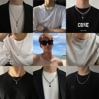 Love2Self Fashion Stainless Steel Necklace Silver Man Cross Chain Necklace For Men Short Necklace Storage Gift Box 55cm Collection MXL