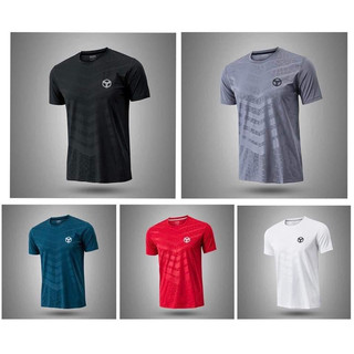 Round neck sports shirt with LOGO cold fabric short-sleeved gym box, elastic fabric standard multicolored form
