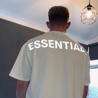 Reflective Letter Essentials High Street Loose Men and Women Short Sleeve T-shirt