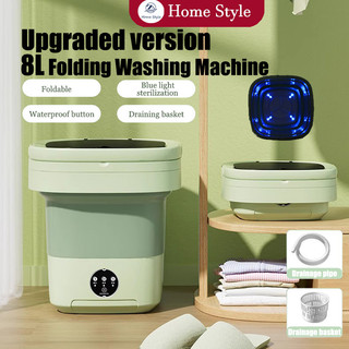 【Ready Stock】8L Foldable Washing Machine Portable Electronic Mini Washing Machine with drain basket
