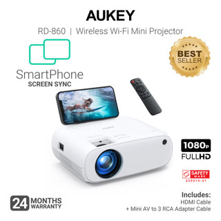 Aukey RD-860 Wi-Fi Mini Projector with 1080p Resolution Smartphone Screen Sync (24 months warranty)