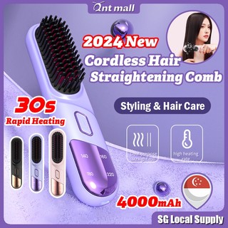 ?SG? Portable Cordless Hair Straightener Wireless Straightening Comb Negative Ion Hair Brush Curler for Travel 无线直发梳