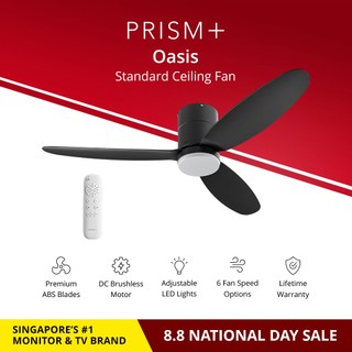 PRISM+ Oasis Standard Ceiling Fan | 3 Blades | Integrated Dimmable Lights | 6 Speed Selection