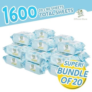 BIC BABY WET WIPES Soft, Baby & Pet Friendly (20 Cap Packets x 80 Sheets Each)