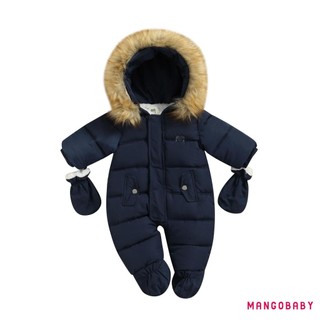 MG-Baby Girls Boys Zipper Down Jumpsuits with Gloves  Winter Romper Jumpsuit Romper Outfits