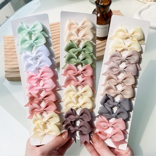 10Pcs/Set Colorful Ribbon Bowknot Hair Clips for Baby Girls Handmade Bows Hairpin Barrettes Headwear Kids Hair Accessories Gift