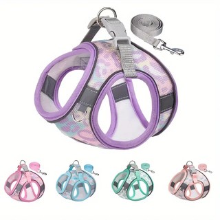 Reflective Camouflage Dog Harness & Leash - Adjustable, Breathable Anti-Escape Design, Easy-Care