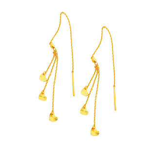 Top Cash Jewellery 916 Gold Dangling Triple Heart Earrings