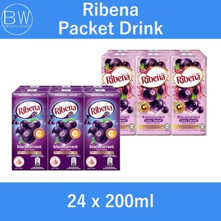 Ribena Blackcurrant Original Taste / Less Sugar (24 x 200ML) Carton