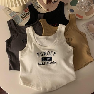 【限時特價】複古刺繡內搭弔帶帶胸墊背心夏季新款修身辣妹美背抹胸打底上衣女背心 無袖上衣 辣妹風  肩帶小07