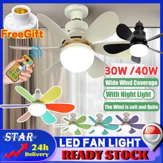 ?【READY STOCK】E27 Ceiling Fan With LED Fan Light 6 Blades Small Ceiling Siling Cooling Electric Fan Lamp Remote Control