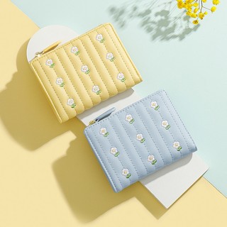 Wallet Women Korean Cute Embroidered Ladies Purse Bifold Simple Short Coin Card Holder