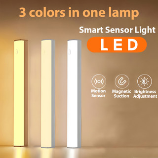 Motion Sensor LED Night Light TYPE-C Rechargeable Smart Wireless Brightness Adjustable Cabinet Wardrobe Bedroom Lightting 10/20/30/50cm