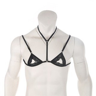 Mens Sexy Lace Transparent Underwear Ultra-Thin No Sponge Bra Top Adjustable No-wire Brasiere Lingerie