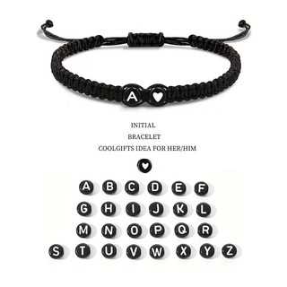 Handmade 26 Letter Rope Bracelet for Women Men Adjustable A-Z Initials Bracelet Party Club Alphabet Jewelry Lover Birthday Gifts