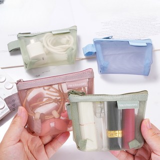 Stereoscopic Triangle Mesh Coin Pouch Key Bag Earphone Bag Coin Pouch Transparent Storage Bag