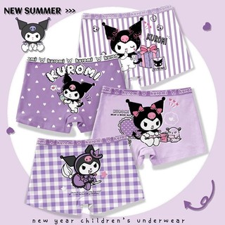 4PCS Cartoon Sanrio Printed Children's Flat Angle Panties Anime Cinnamoroll My Melody Kuromi Kawaii Comfortable Cotton Underwear