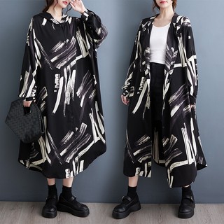 Oladivi Fashion Print Long Sleeve Button Dress for Women 2023 Spring Autumn Casual Loose Midi Dresses Oversized Clothing Plus Size Tunic Robe 5869 JM004