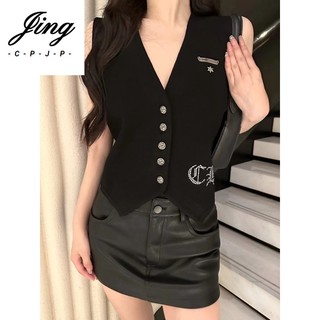 2023 Early Autumn New Embroidery V-neck Short Sleeveless Vest Suit Vest