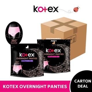 [CARTON DEAL]KOTEX Regular/Herbal Overnight Panties Sleepwell 360° AntiLeakage Protection(2pcs/pk) Panty Sanitary Pad