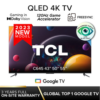 New | C645 QLED 4K UHD Google TV Android TV | 43 50 55 inch | Wide Color Gamut | Onkyo | 120Hz | Free Sync | Gaming TV