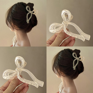 Korean Style Ins Bow Hair Clip Plastic Hair Claw Fashion Simple Shark Clip Ladies Hair Accessories