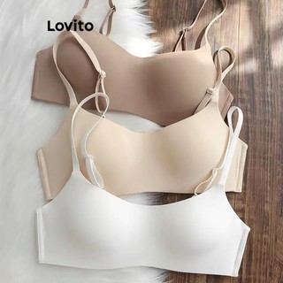 Lovito Casual Plain Structure Line Elastic Waisted Bra for Women LNE31266 (Apricot/Brown/White/Black)
