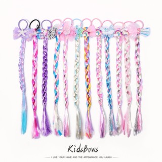 Colourful Bow Braid Hair for Girls DIY Hairstyle Headband Kids Ponytail Holder Rubber Bands Princess Hair Accessories