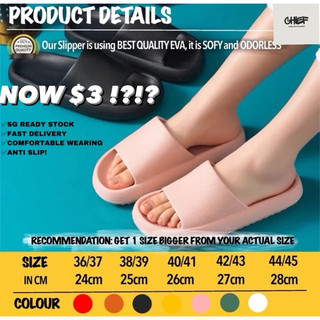 ✅[SG SELLER] Japanese Style men and women couple thick-soled anti slip slippers slides indoor outdoor comfortable
