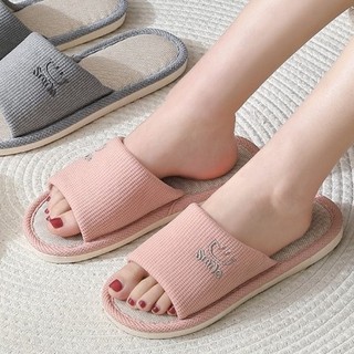 Women Men Indoor Slipper Couple Cotton and Linen Soft Bottom Slipper Home Slippers Summer Shoes