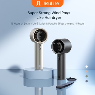 JISULIFE Portable Handheld Fan100 Gear Strong Wind Speed Metal Body Digital Display Adjustable