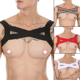 Mens Elastic Chest Muscle Harness Belt Sexy Chest Belt Hollow Out Nightclub Clothing