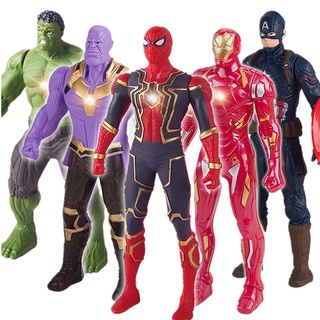 LED light Avengers Figures PVC Super Hero Ironman Spider-Man Hulk Model Dolls Glowing Toys For Boy Kids Birthday Gift
