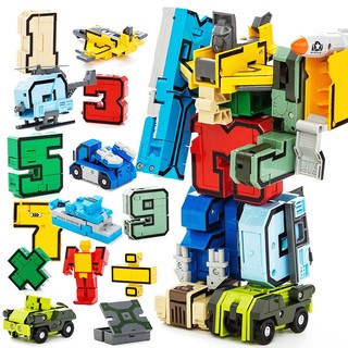 10 Pcs Full Set Number Robot Toy Set DIY Assemble Number Kids Toys Combined Car Robot Tank Boy Toys