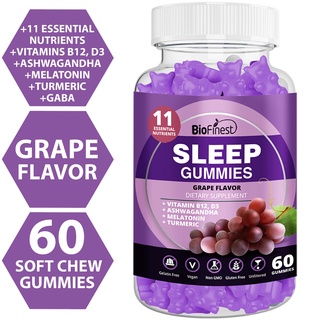 Biofinest Sleep Gummy Supplement - Melatonin Ashwagandha Turmeric Vitamin - Mind Rest Deep Sleep Men Women (60 Gummies)