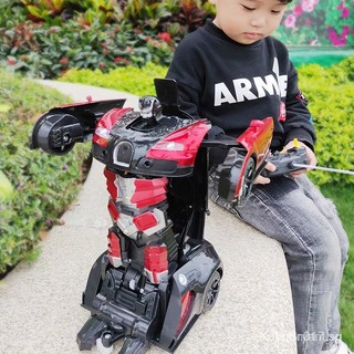 [kline]One-Click Transformer Remote Control Car Rechargeable Toy Car Bumblebee Police Car Children Toy Car-Transformation Car Robot Models Deformation Toys