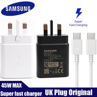 Samsung Fast Charger 45W UK Plug Super Fast PD Type C To Type C Cable For Galaxy S21 ultra S20 A72 A71 A91 Note10 Note20 Z Flip 3 Tab 7 Plus USB-C adapter
