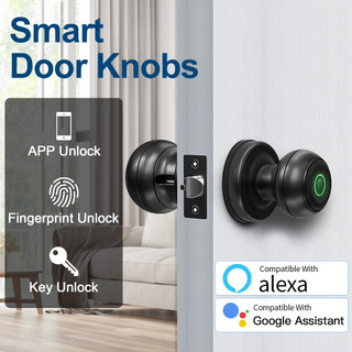 Smart Door Knob Wifi Smart Fingerprint Door Lock Biometric Door Lock With TUYA APP Apartment/Hotel/Bedroom