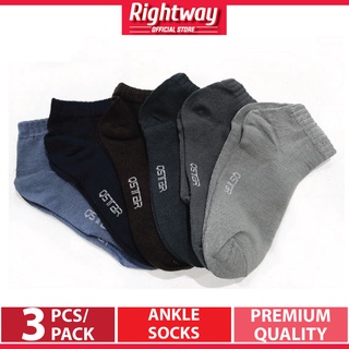 RIGHTWAY x QSTAR Office Premium Thick Plain Ankle Socks - Mixed Random Color - LS2035 (3 Pairs)