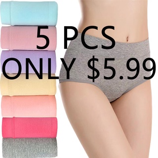 [Ready Stock] 5PCS Cotton Panties Women Middle Waist Underwear Ladies Slim Body Panties Shaper Panty Soft Breathable Briefs
