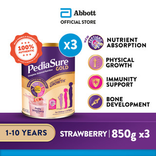 [Bundle of 3] PediaSure® Gold with PeptiGroᵀᴹ - Fruity Strawberry, 850g