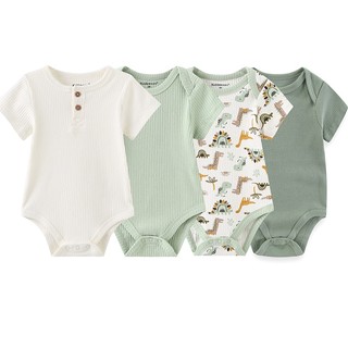 Kiddiezoom 4Pieces Summer Cartoon Newborn Baby Girl Bodysuits Soft Baby Clothing