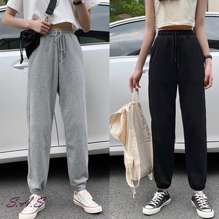 灰色哈倫棉褲 顯瘦高腰休閒褲 哈倫褲 棉褲 寬鬆百搭束腳運動褲 運動褲 休閒褲 長褲 高腰 顯瘦 SAS 【1231P】