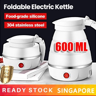 ?SG READY STOCK? Foldable Electric Kettle Portable Mini Travel Kettle 600ML 304 Stainless steel Food Grade Silicone