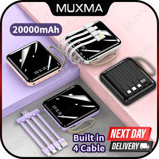 20000mAh Mini Power Bank Built in Cable Portable Powerbank iPhone 15 14 13 12 11 Mini Pro Max Plus Teachers Day Gifts Se