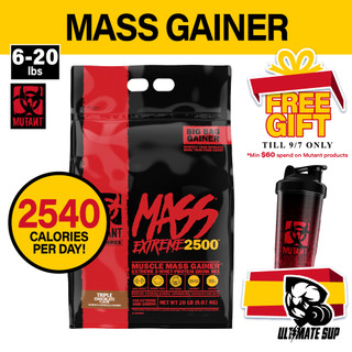 Mutant MASS EXTREME 2500, Muscle Mass Gainer, Whey Protein with high calories for extreme hard gainer, 6-12-20 lbs