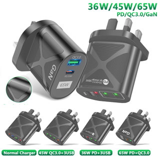 Normal/45W/36W/65W GaN Fast Charge Adapter For Mobile Phone Type C PD Quick Charger US/UK/EU Plug