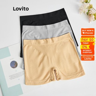 Lovito Casual Plain Boyshorts Seamless Safety Pants for Women L48L092 (Apricot/Grey/Black)